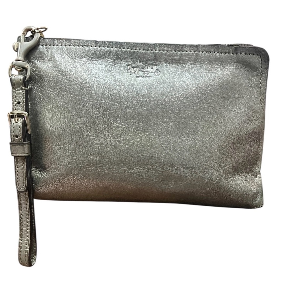 Coach Metallic Silver Wristlet